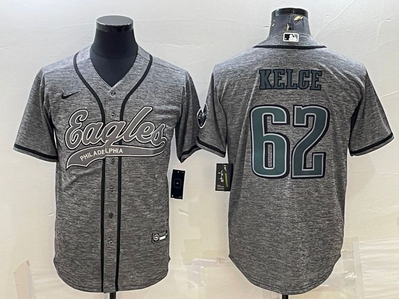 Men Philadelphia Eagles #62 Kelce Grey hemp ash 2022 Nike Co branded NFL Jerseys